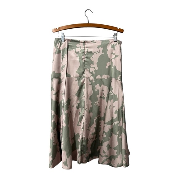 Carlucci Satin Skirt Ruffle Size 10 Women's Pink Green - Picture 4 of 6